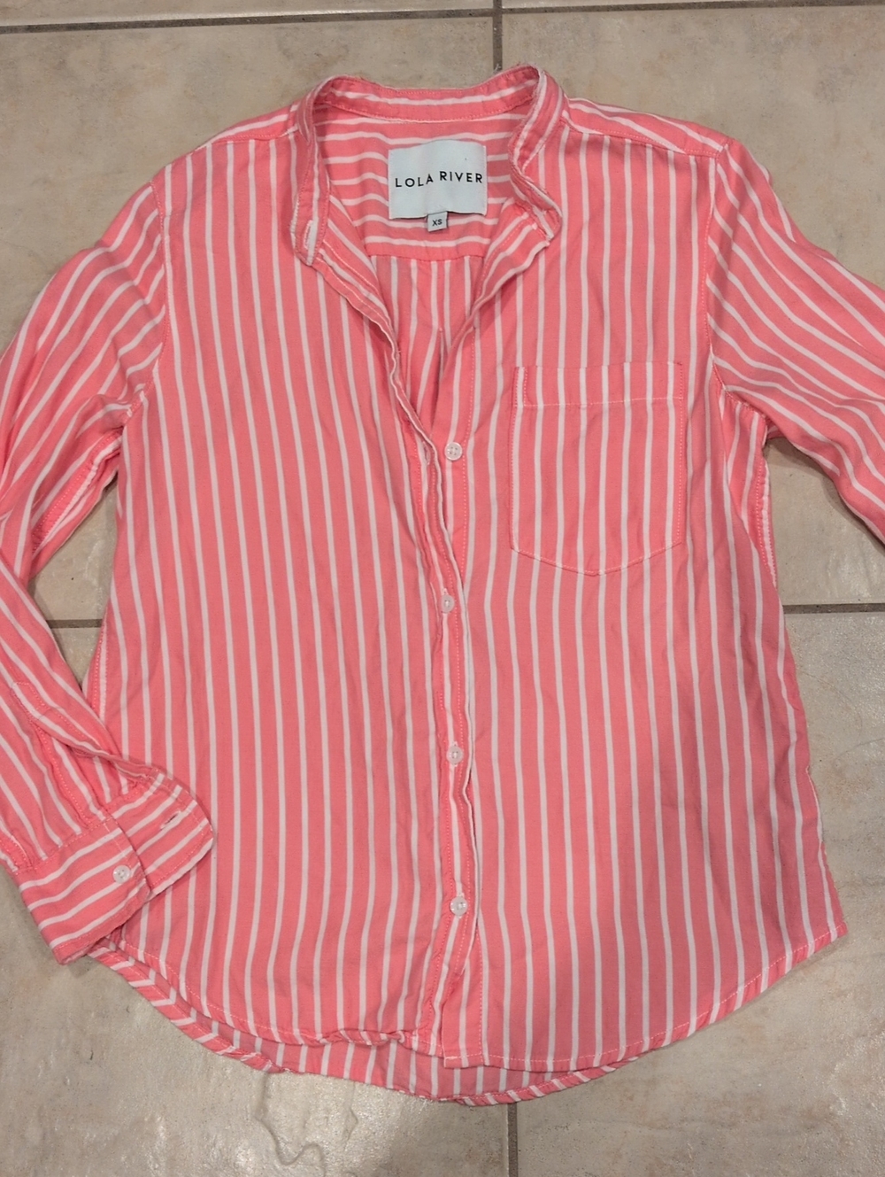 Lola River Pink & White Stripe Button-Down Shirt Size XS